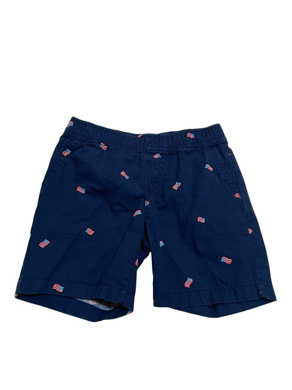 Carters Baby Boys Sz 3T Pull On Shorts Navy Blue American Flag Print 100% Cotton